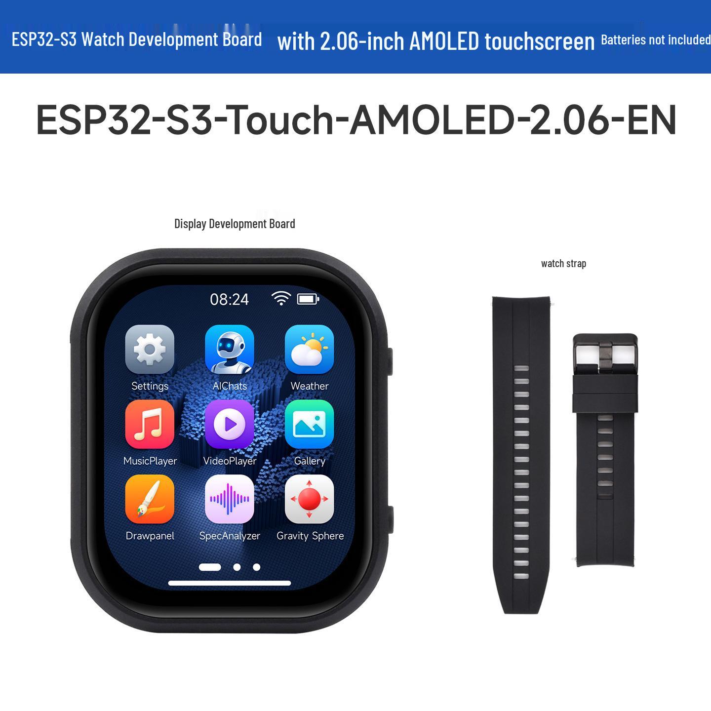 ESP32-S3 AMOLED 2.06 Часы с сенсорным управлением, плата разработчика, 410x502 пикселя, AI Xiaozhi