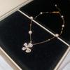 K Real Gold Electroplated Zircon Butterfly Pearl Necklace Simple and Exquisite Elegant Collarbone Chain Light Luxury Temperament Neck Chain Women