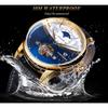 Forsining Luxury Automatic Mechanical Watches Mens Sun Moon Phase Tourbillon Watch Waterproof Men Wristwatch