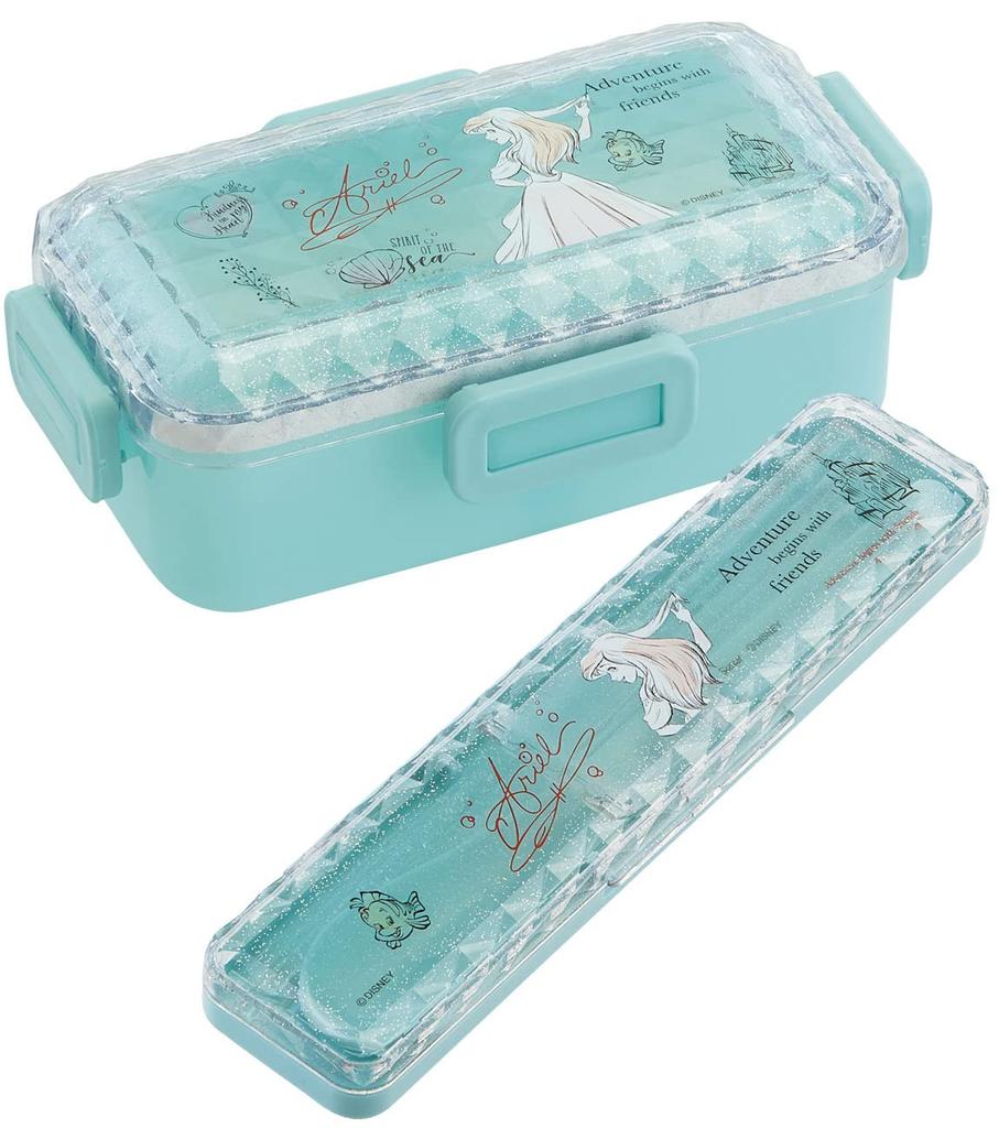 Skater Soft Bento Box with Disney Ariel Made In Dome-Shaped Diamond-Cut Lid, Fabric, Design, Japan, PFLB6D-A