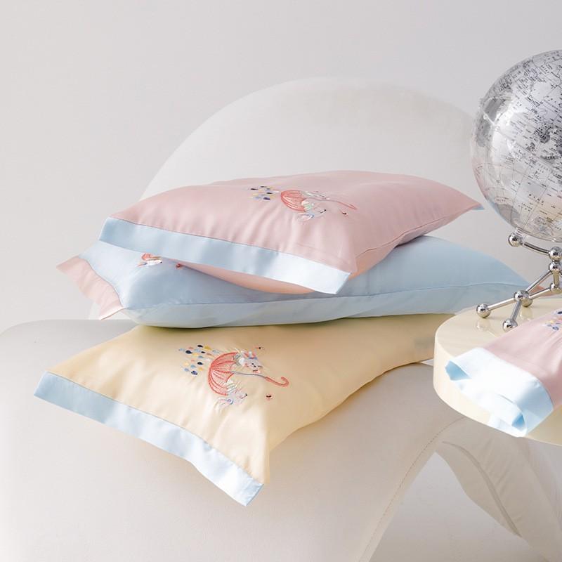 Soft Tencel Kids Pillowcase Cartoon Print Bedding Single Piece Children