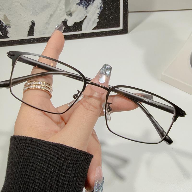 Business Style Reading Glasses for Women Men Unisex Transparent Square Metal Frame Far Sight Eyewear HD Lens Eyeglasses Diopter