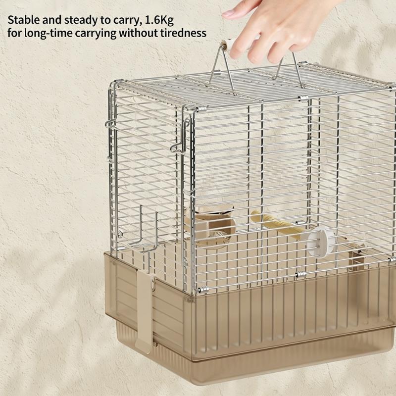 Folding 304 Stainless Steel Pet Cage Light Weight Rustproof Bird Cage With Secure Lock For Easy Transport
