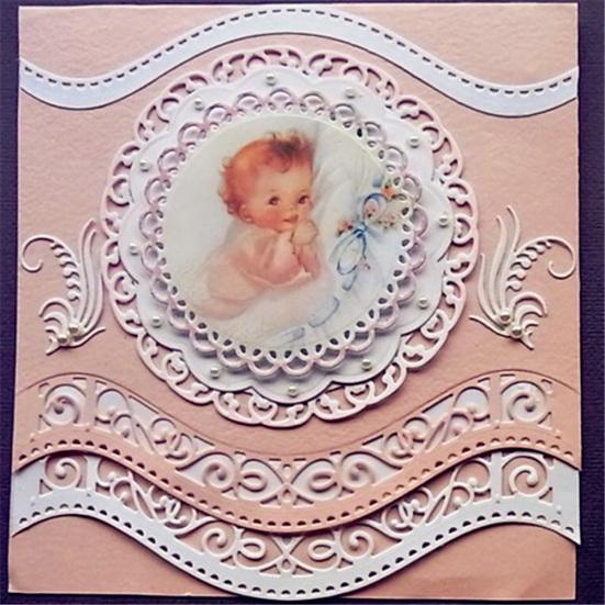 Fustelle in metallo con bordo ondulato fai da te per scrapbooking, carte, album, stencil