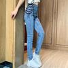 Fashion Elasticity Slim Lace Up Pencil Pants Women's High Waist Skinny Jeans