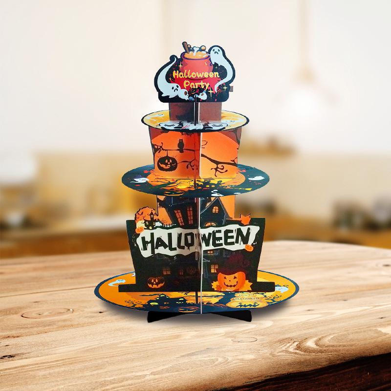 Three-Tier Halloween Dessert Stand: Ghost & Pumpkin Table Decoration