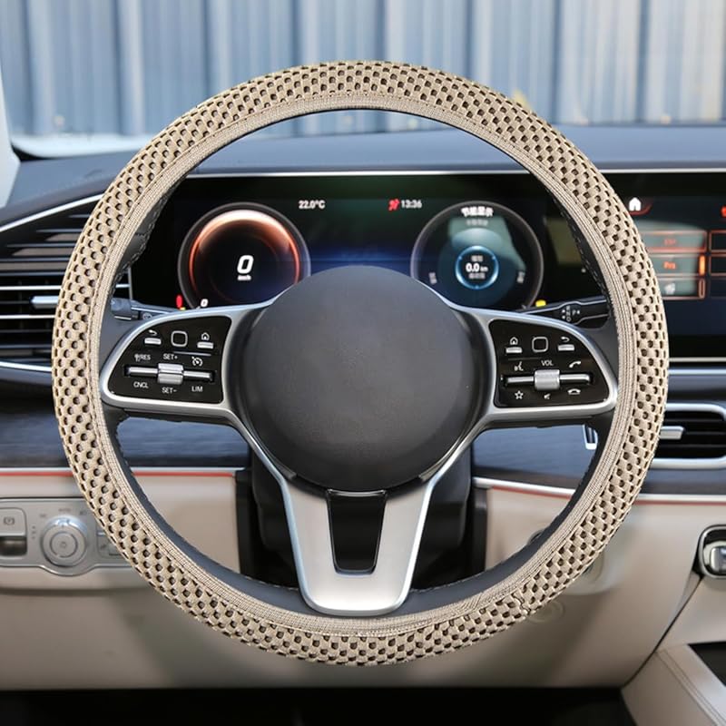 Elastic Stretch Steering Wheel Cover, Anti-Slip 15 Inch Microfiber Odorless Breathable Ice Silk Car Steering Wheel Protector, Easy Carry, Warm In
