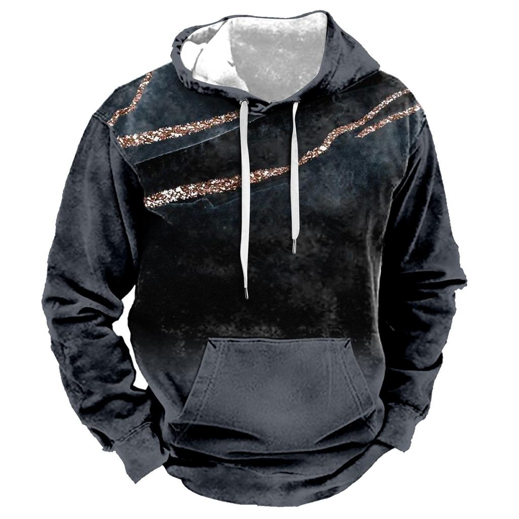 Maglione Autunnale da Uomo Taglia Grande con Cappuccio e Stampa Digitale Nuovo Maglione Basic Taglia Grande