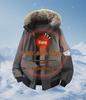 Men's Unisex Windproof Winter Workwear Down Jacket with Warm Hood & Large Fur Collar