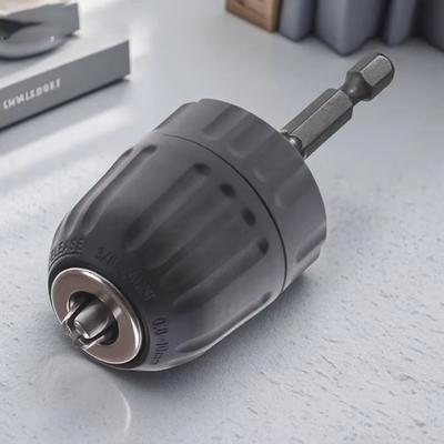 1Pcs 0.8-10mm Keyless Drill Chuck 1/4" Hex Shank Quick Connection Quick Change Adapter 3/8" To 24UNF Thread Steel