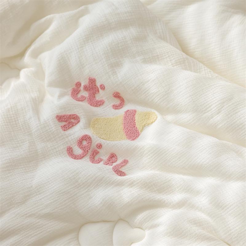 Class A Cotton Double-Layer Quilted Blanket for All Seasons - Lightweight Baby Quilt for Summer, Cozy for Spring/Autumn, Warm Winter Comforter