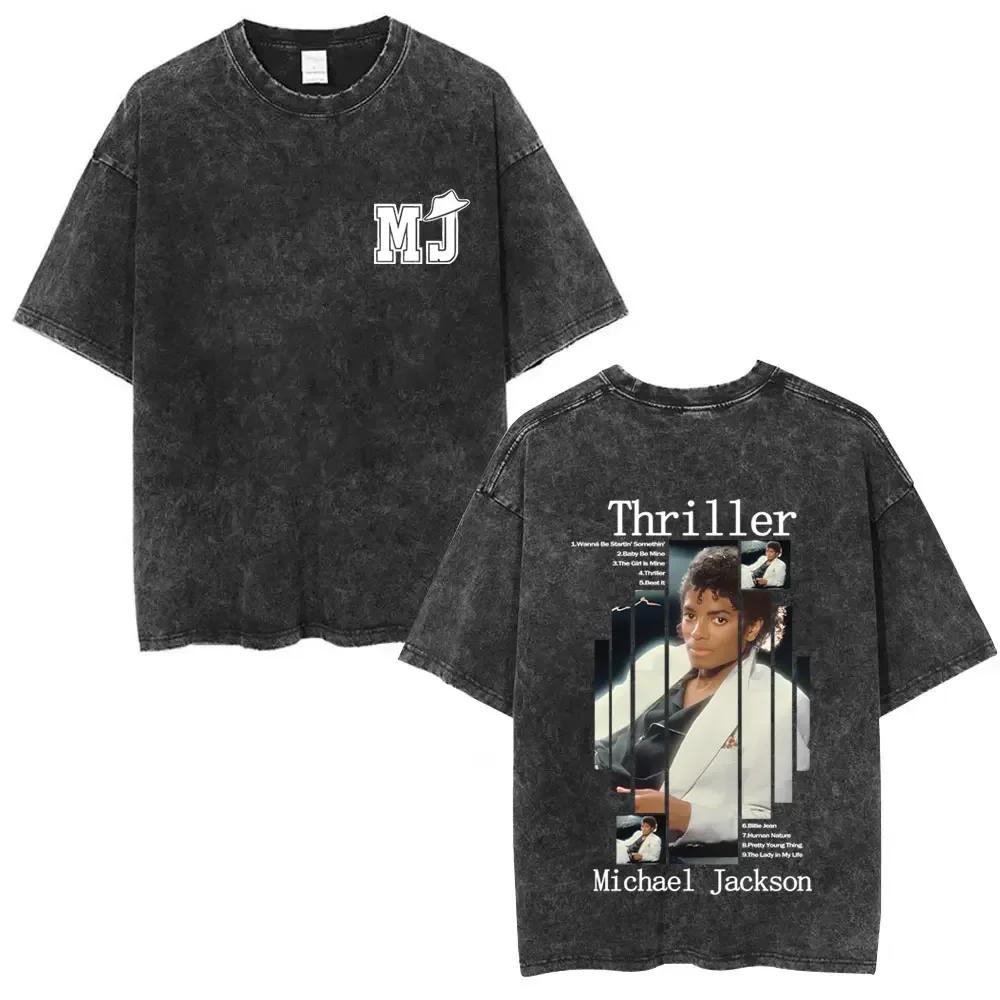 Washed Vintage Michael Jackson Face Graphic Tshirt Men Women Classic Retro Gothic Rock T Shirts Male Hip Hop Oversized Tshirts