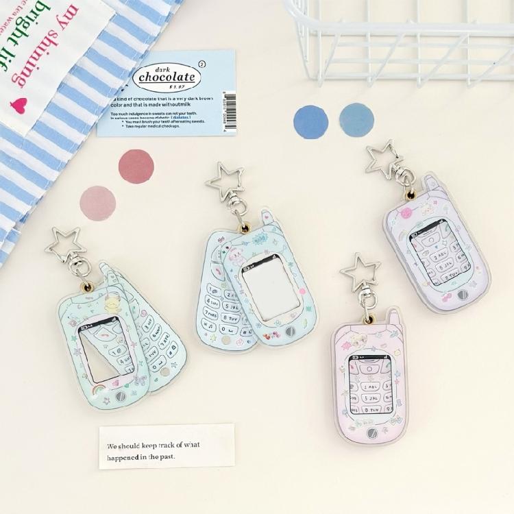 Star Shape Keyring Magnetic Photo Card Holder for Kids Student Unique Keyring