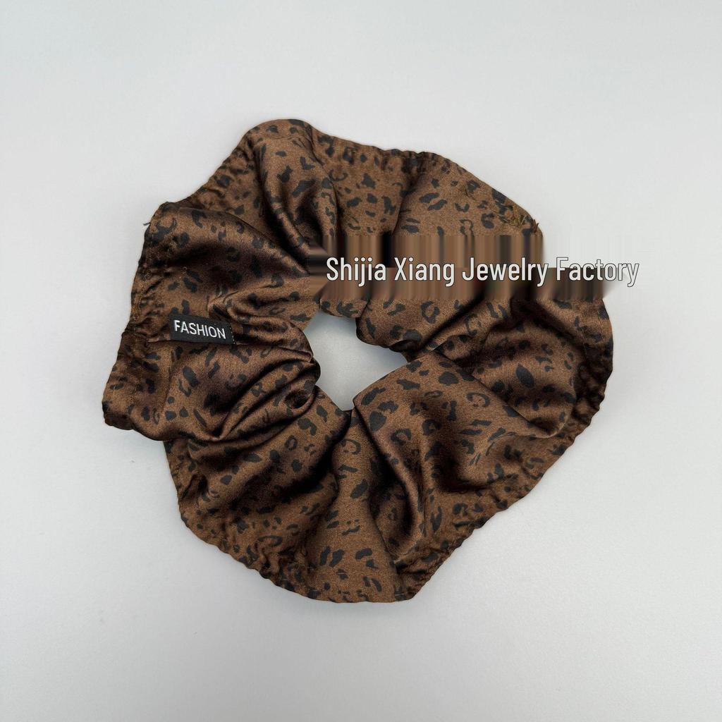 Leopard Print Satin Oversized Scrunchie Hair Accessory