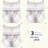 3Pieces/Lot High Waist Light Sexy Elastic Lace Women's Panties, Pure Cotton Crotch Comfortable Non-marking Breathable Lightweight Underwear Briefs
