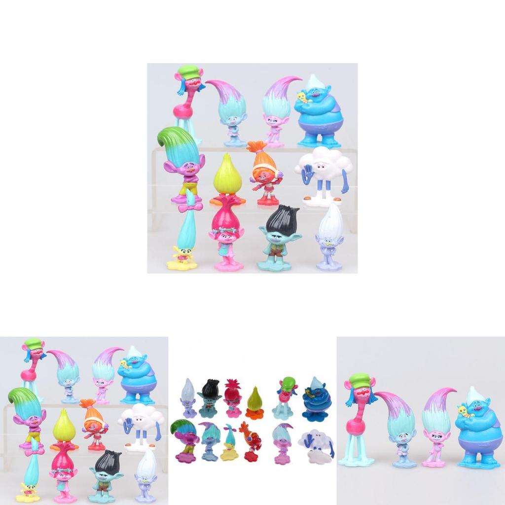 Trolls Movie Poppy Branch Action Figures Cake Toppers Doll Toy Gifts 12 Pcsset