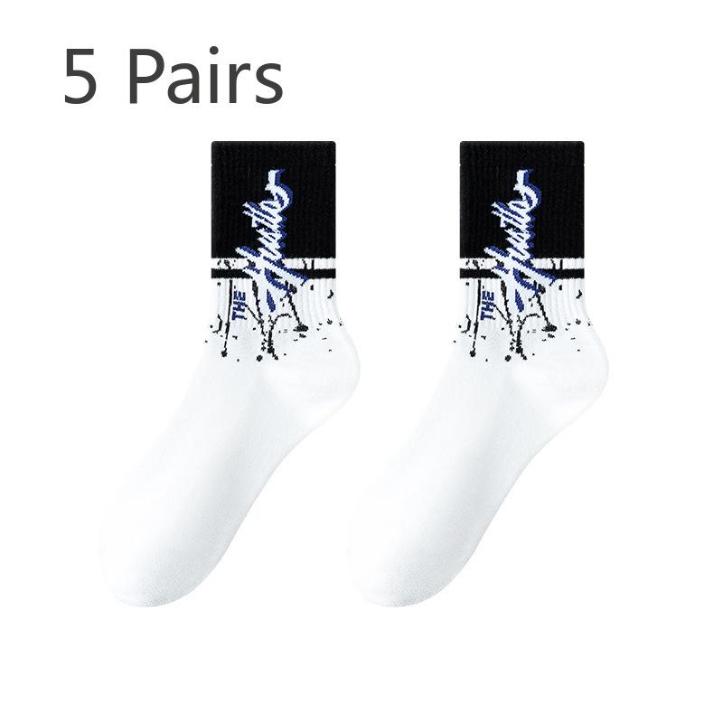 5 Pairs of Men's New Autumn Deodorizing Sports Basketball Drum Pure Cotton Socks