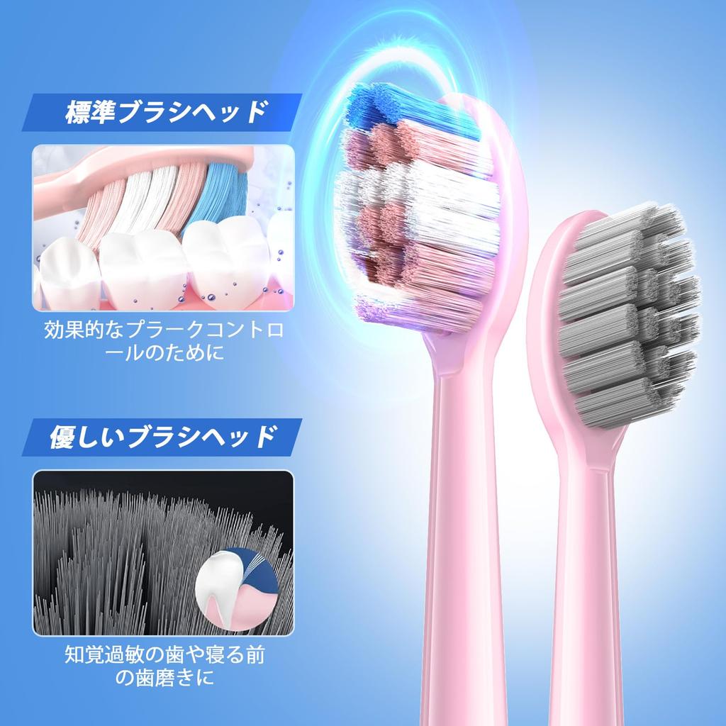 JTF Electric Sonic Toothbrush with 6 Replacement Travel 5 Cavity USB Charging IPX7 P200 Electric Toothbrush, Heads, Case, Portable, Modes, Prevention,