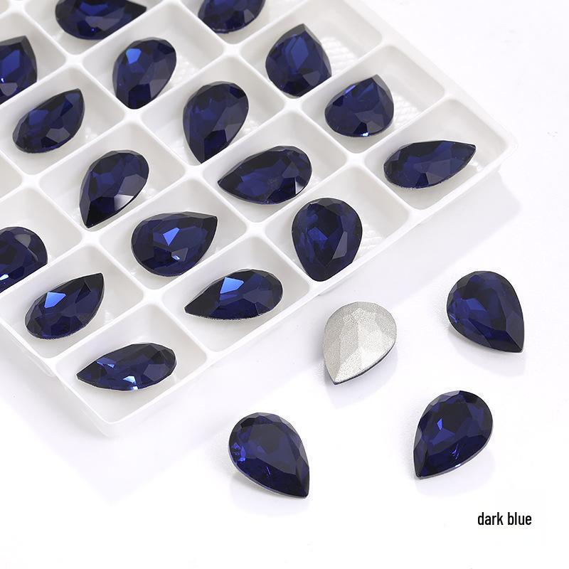 High-Grade K9 Teardrop Rhinestone DIY Jewelry Accessory - Silver-Plated Base with Irregular Crystal Glass Drill, Pointed Bottom