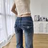 Jeans Donna Autunno 2025 Retro Lavati Vita Bassa Micro-Svasati Lunghezza Pavimento