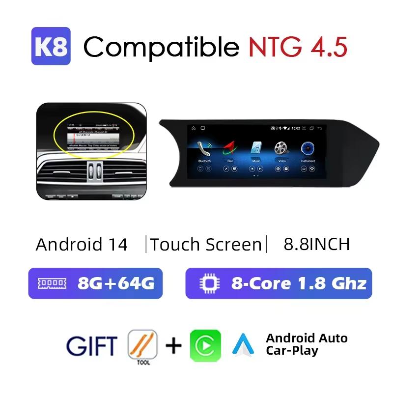2025 New Android 14 Auto Radio Carplay For Mercedes C Class W204 2011-2014 Car Multimed Player Screen BT WIFI Stereo GPS Navi