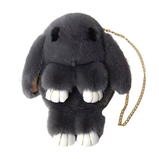 Plush Cartoon Rabbit Shaped Crossbody Bag Soft Faux Fur Rabbit Shoulder Bag Fluffy Cute Bunny Sling Bag for Women Girls