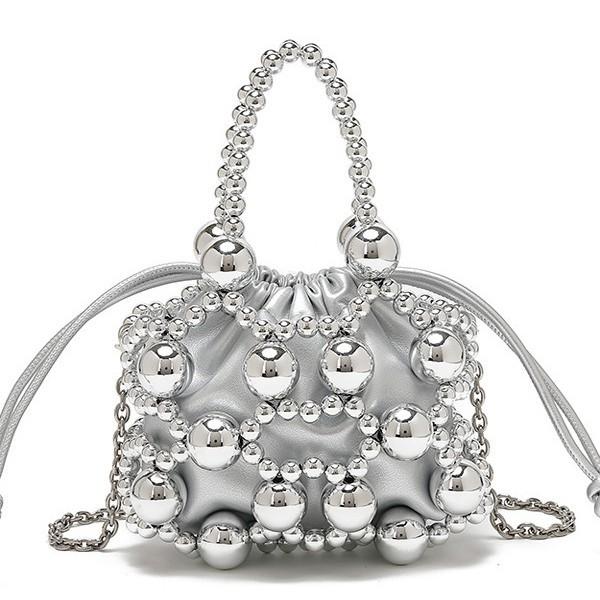 New Niche Design Exquisite Hollow Metal Beaded Woven Bag High-End Portable Oblique Span Bag