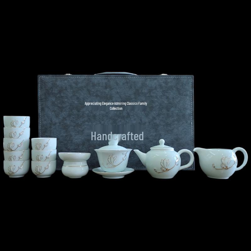 Pinjian Golden Magnolia Celadon Kung Fu Tea Set