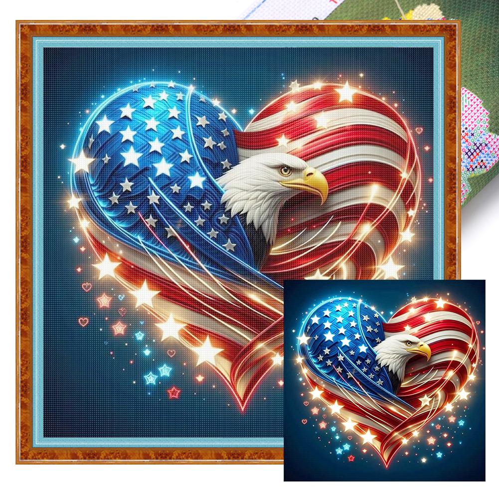 Independence Day Printed Cross Stitch Kit 11CT Embroidery Craft Set Home Decor