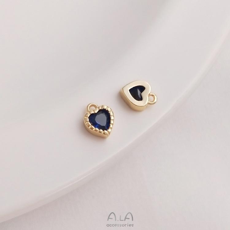 Подвеска-шарм в виде персикового сердца с цирконом, заполненная 14-каратным золотом, для DIY-украшений