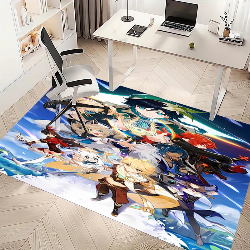 1pc Genshin Impact characters1 Print Area Rug - Soft, Washable Non-Slip Indoor Mat, Living Room, Home Office Decorative Rug,Office Decorative