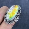 Anillo de plata de ley 925 con piedra preciosa de vidrio dicroico natural, talla 9 d4V41
