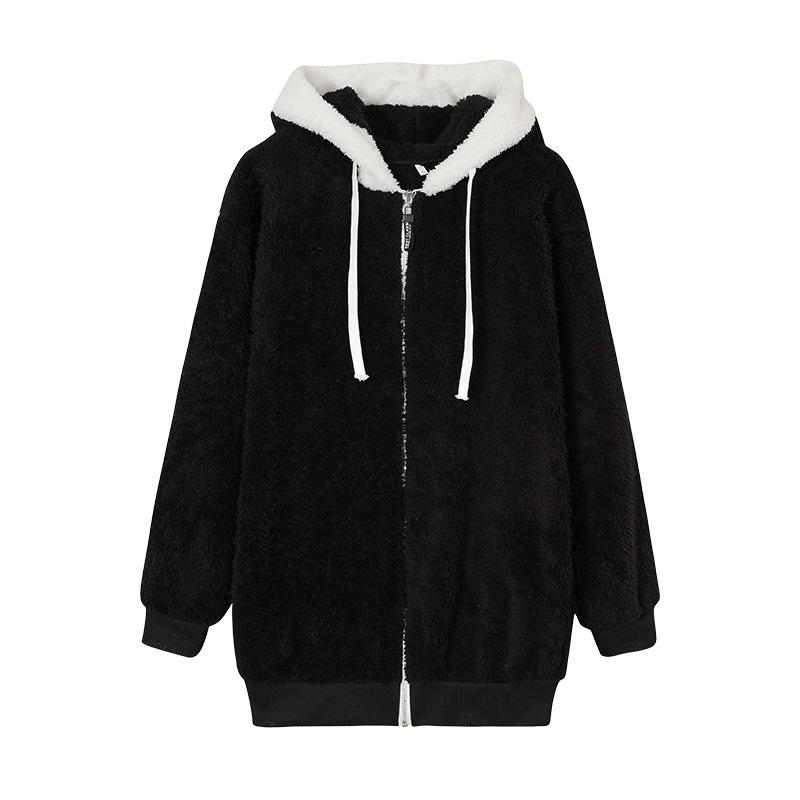 2022 Women's Autumn/Winter Loose Plush Zip-Up Hoodie