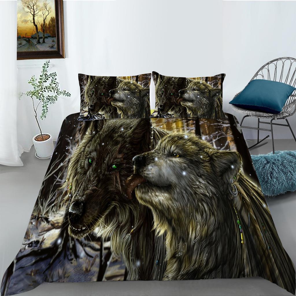 Wolf Series Polyester Bedding Two- And Three-Piece Sets Can Be Digitally Printed