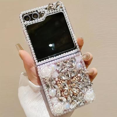 New Camellia Water Crystal Butterfly Folding Phone Case for Samsung Galaxy Z Flip 6 5 4 3