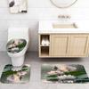 4Pcs Bathroom Shower Curtain Set Lotus  Bathroom Curtain With 12 Hooks Non Slip Rugs Toilet Cover Mat Bathroom Partition