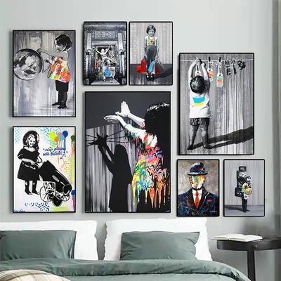 Banks Graffiti Art Canvas Painting Modern Street Pop Art na parede Quadros Imagens para sala de estar Decoração de casa