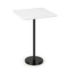 Modern Marble Pedestal Accent Table - Round Indoor/Outdoor Side Table for Patio, Sofa & Chairs, Black End Table with Stone Base