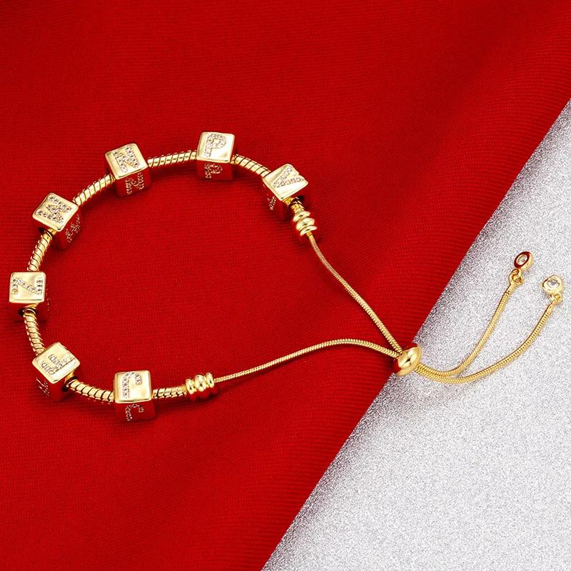 Gold-colored 8x8mm Square A-Z Letter Beads for DIY Handmade Bracelets, Earrings, and Jewelry Accessories Model:VZ246B