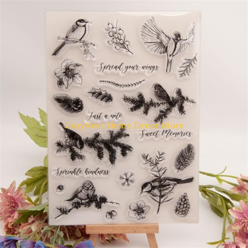 92MF Silicone Seal Stamp Scrapbooking Embossing Photo Album Paper Card Winter Birds