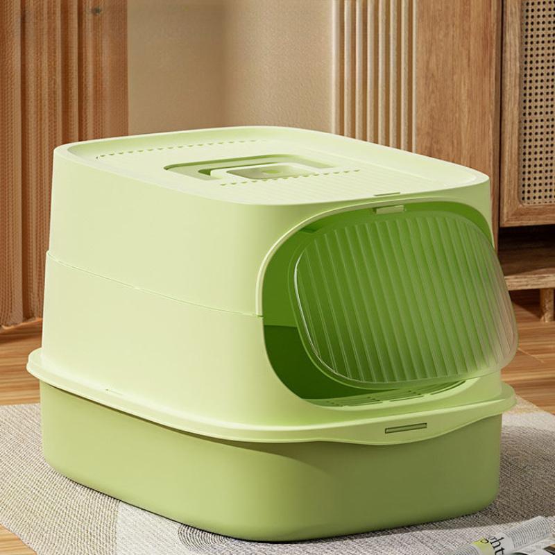 Katzentoilette voll halb geschlossen Toilette niedriger Einstieg spritzwassergeschützt tragbare Katzentoilette mit Deckel Katzentoilette geschlossen Katzentoilette