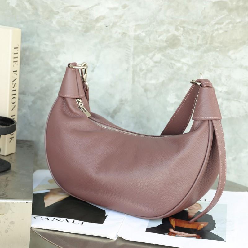 Bag First-layer Cowhide High-quality Niche Casual Croissant Genuine Leather Women's Large-capacity Cross-arm Dumpling