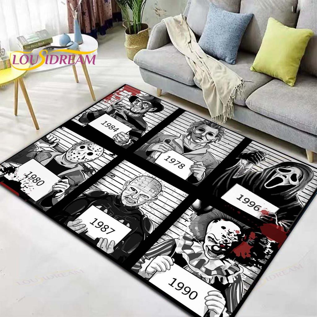 Horror Movie Characters Rugs and Carpets for Home Living Room Bedroom Entrance Large Area Soft Carpet Halloween Decoration Mat