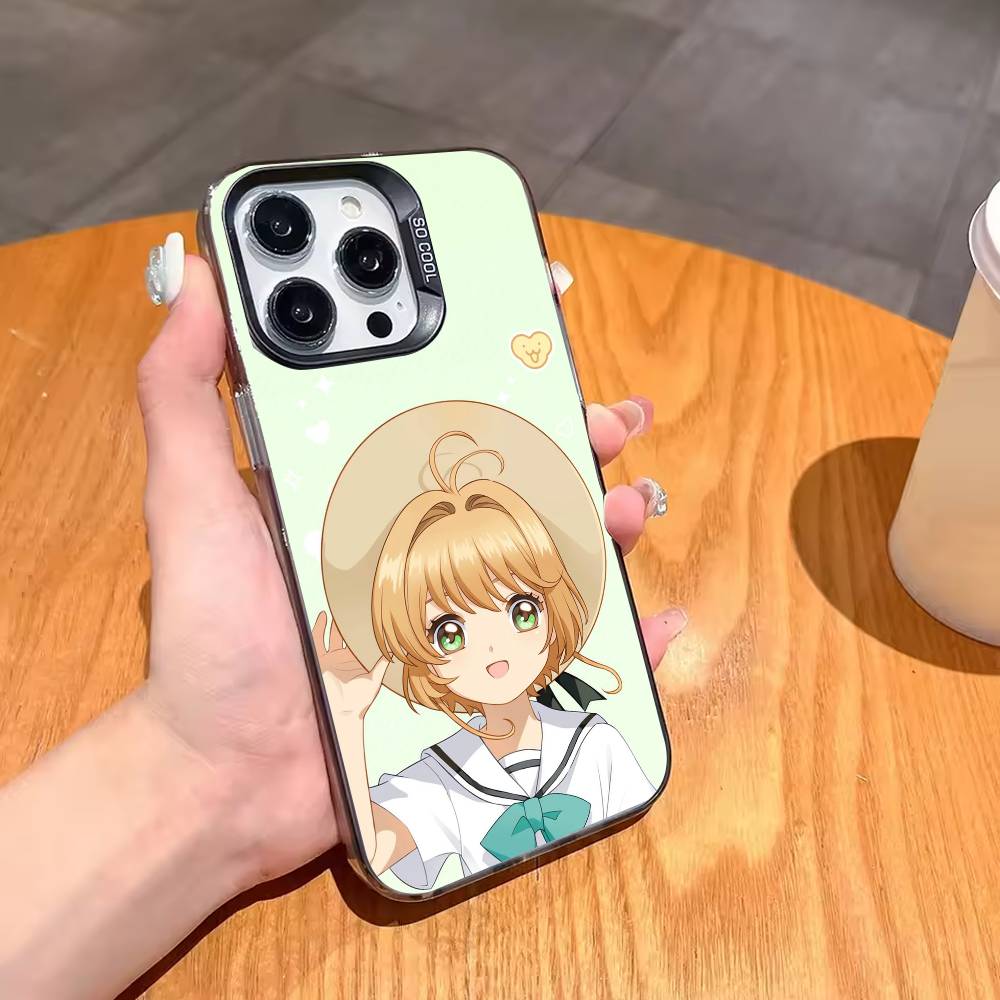 Card C-Captor Anime S-Sakura Phone Case For iPhone17,16,15,14,13,12,11,Pro,MAX Gray Matte Silicone Black Cover