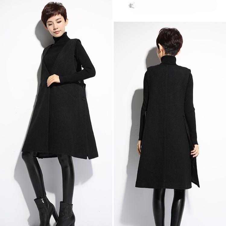 Irregular Woolen Vest Female Mid-length Loose Fit Jacket Autumn Winter
