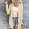 Women's Fashion Cardigan Lightweight Long Sleeve Button Loose With Pocket Solid Color Jacket