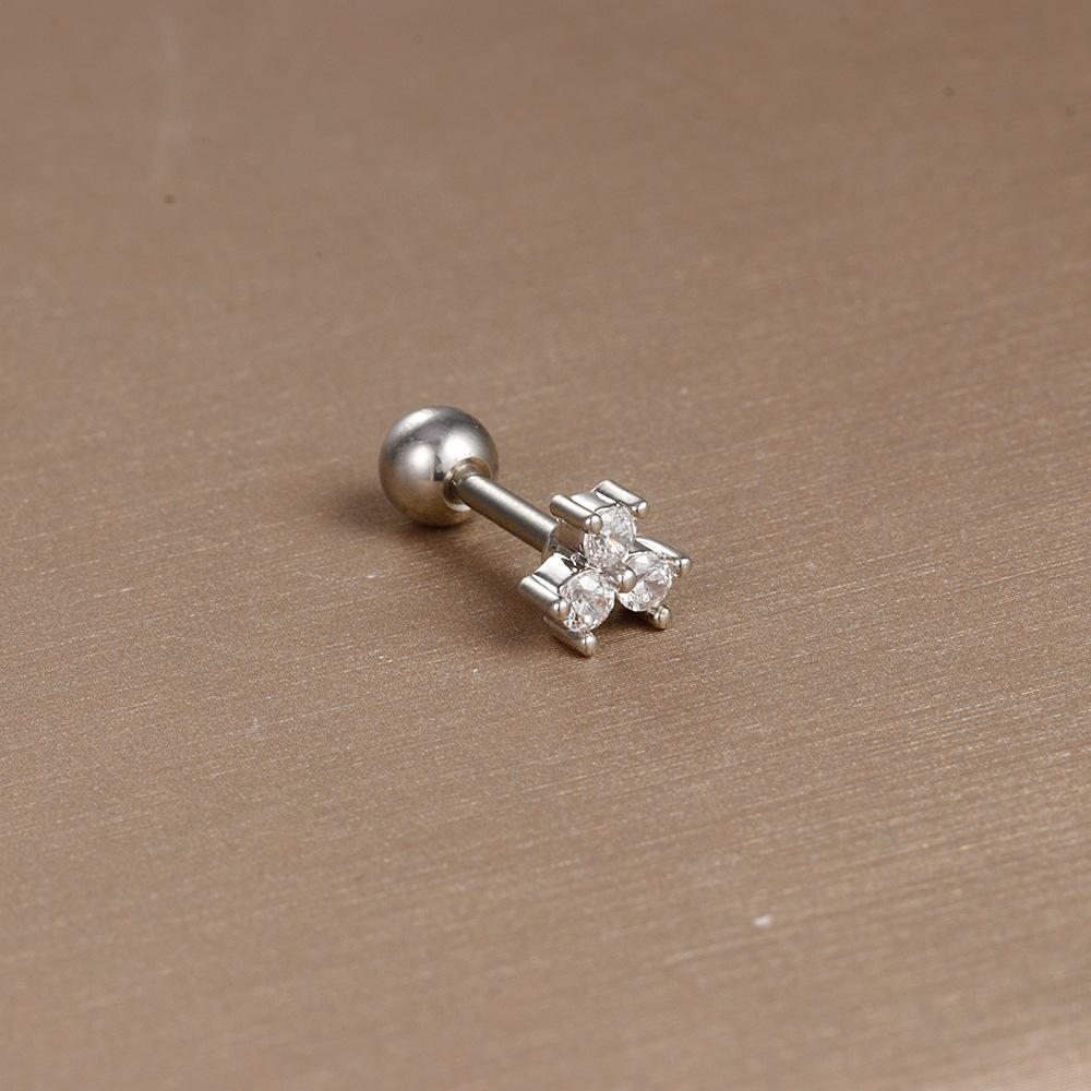 Einfache Mode Edelstahl Mond Sterne Herzen Blume Zirkon Runde Kugel Schraubstecker Ohrringe für Frauen Hip-Hop Schmuck Geschenke