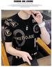 Men's 2024 Summer Fashion Striped Ice Silk Short-Sleeved Loose Round Neck T-Shirt