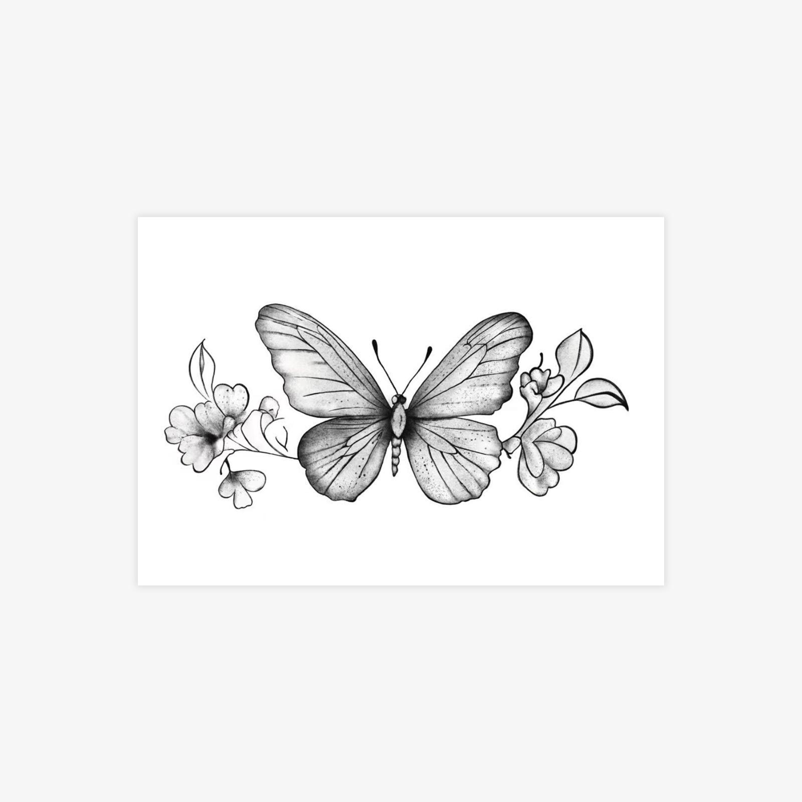Tattoo Sticker, High-End And Beautiful, Small Fresh Butterfly Flower Tattoo Sticker 10*7