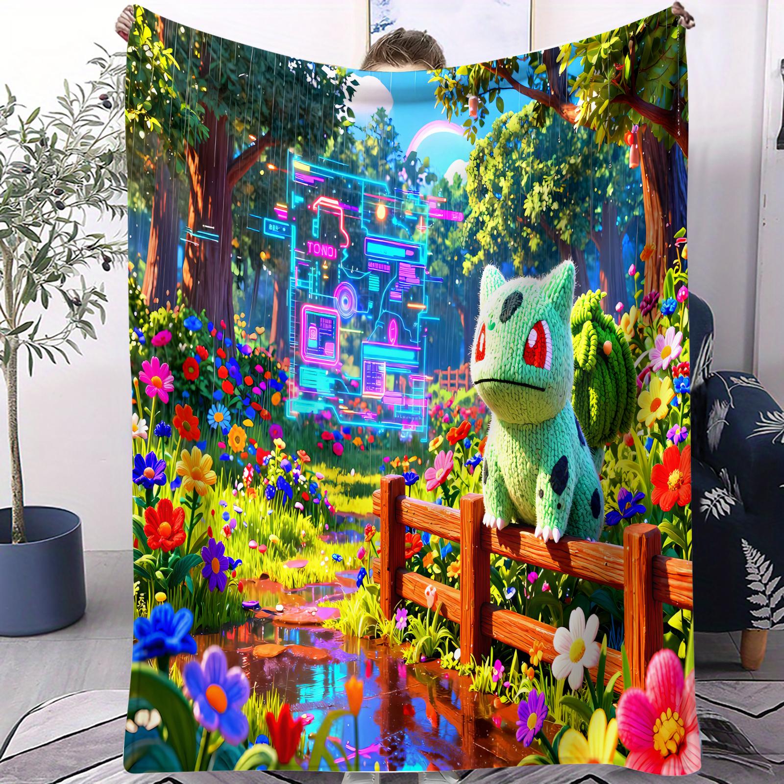

Trendy Pokemon Pikachu Anime Sci Fi Design Hairy Small Cover Blanket Multifunctional Sofa Mat For Bedroom Office Birthday Gift 70x100cm